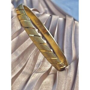 Vintage Monet Gold Plated Bangle Bracelet - Signed Monet- Textured Etched Design